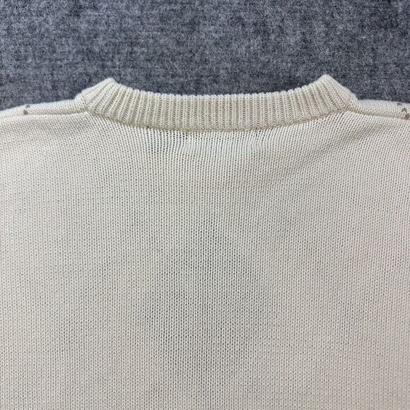 Vintage 90s Argyle Sweater Men Medium Cream Eddie Bauer - Picture 6 of 11